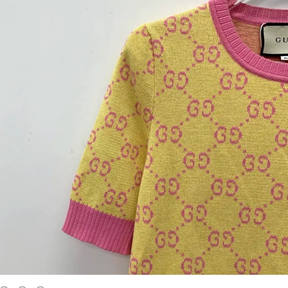 Gucci Women's Short Sleeve Sweater in Yellow and Pink L - Picture 9 of 13